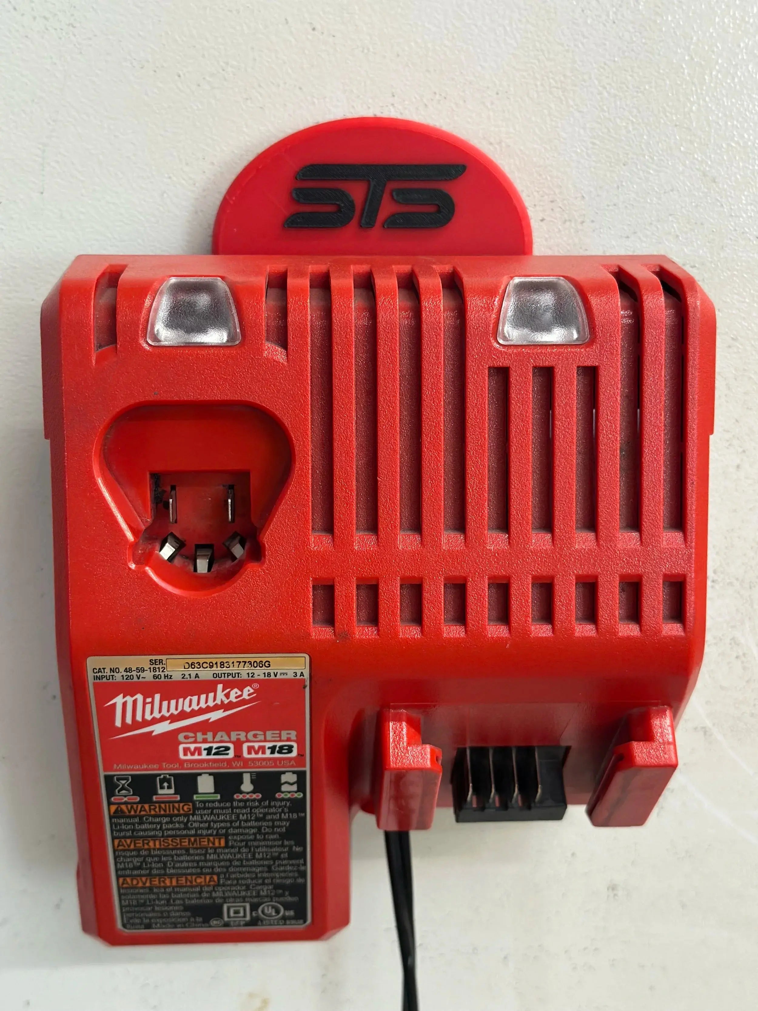 STS Auto Design Milwaukee M12/M18 Magnetic Battery Charger Holder - MW1218BK