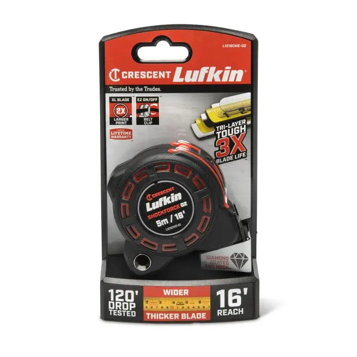 LUFKIN 1-1/4 in x 16 ft Shockforce G2 Tape Measure - GW L1216CME-02 Measuring Tape LUFKIN