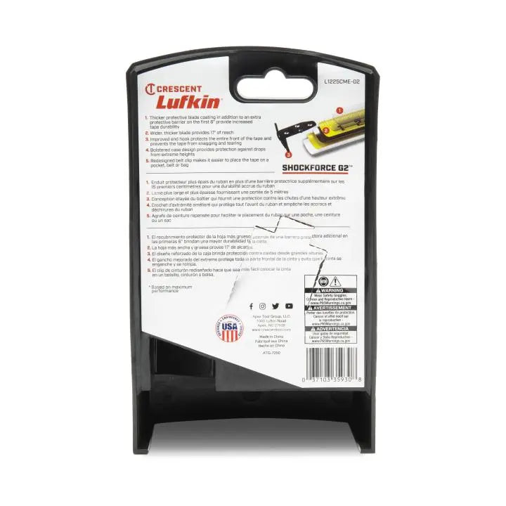 LUFKIN 1-1/4 in x 26 ft Shockforce G2 Tape Measure - GW L1225CME-02 Measuring Tape LUFKIN