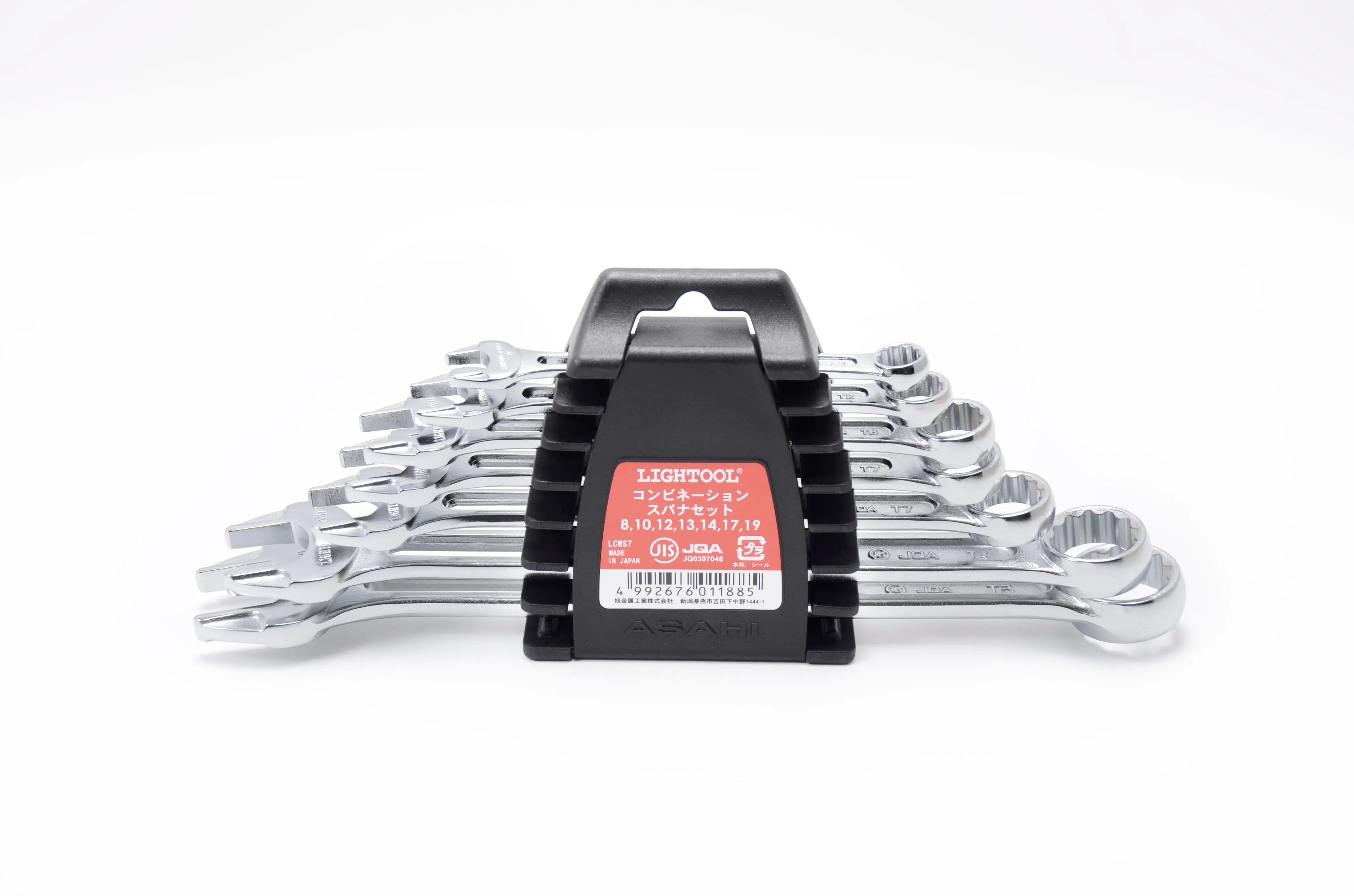 ASAHI LCW - 7 Piece LIGHTOOL Metric Combination Wrench Set, Sizes 8-19mm
