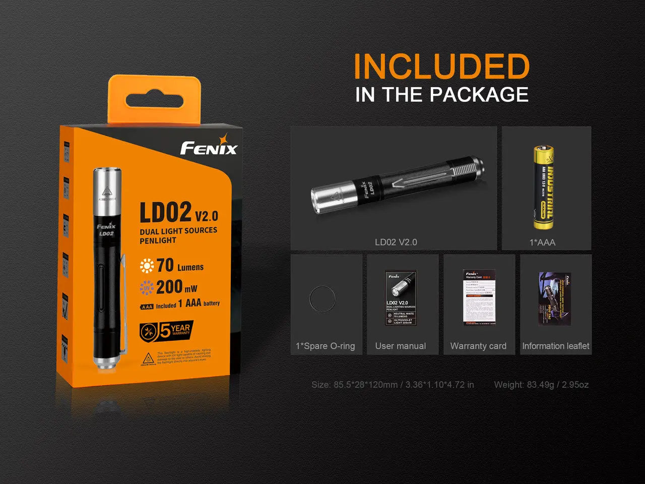 Fenix EDC Penlight with UV Lighting - F FX-LD02V2.0 Fenix