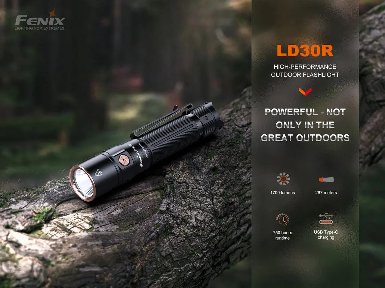 Fenix 1700 Lumen High-Performance Outdoor Rechargeable Flashlight - F FX-LD30R Fenix