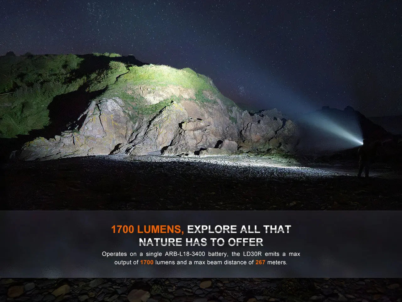 Fenix 1700 Lumen High-Performance Outdoor Rechargeable Flashlight - F FX-LD30R Fenix