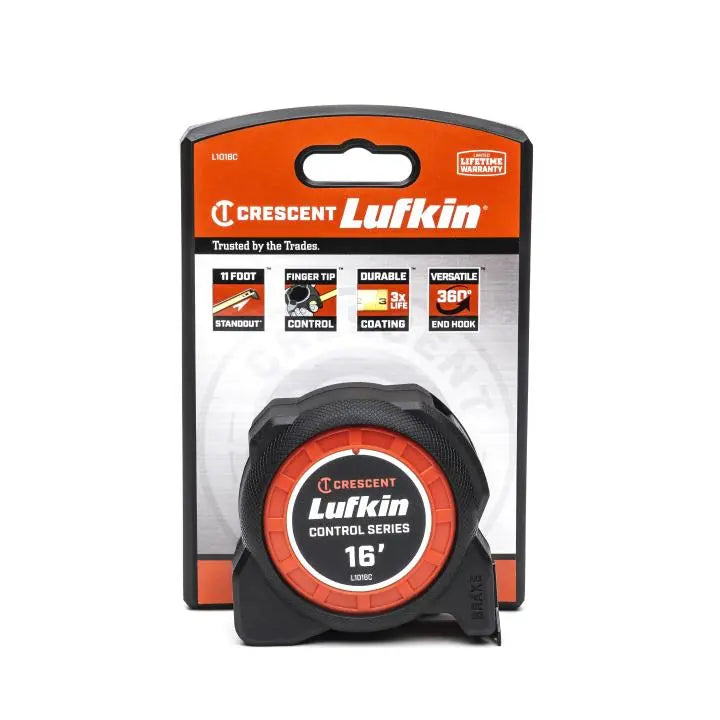 LUFKIN 1-3/16 in x 16 ft Control Series Yellow Clad Tape Measure - GW L1016C-02 Measuring Tape LUFKIN