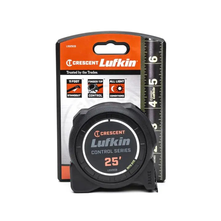 LUFKIN 1-3/16 in x 25 ft Control Series Black Clad Tape Measure - GW L1025CB-02 Measuring Tape LUFKIN
