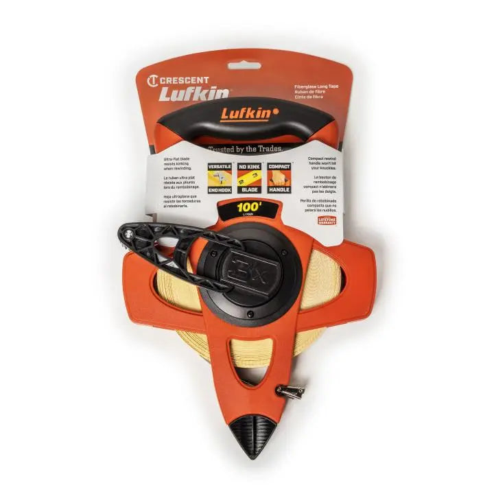 LUFKIN 1/2 in x 100 ft 3-to-1 Rewind Fiberglass Tape Measure - GW L1706N Measuring Tape LUFKIN
