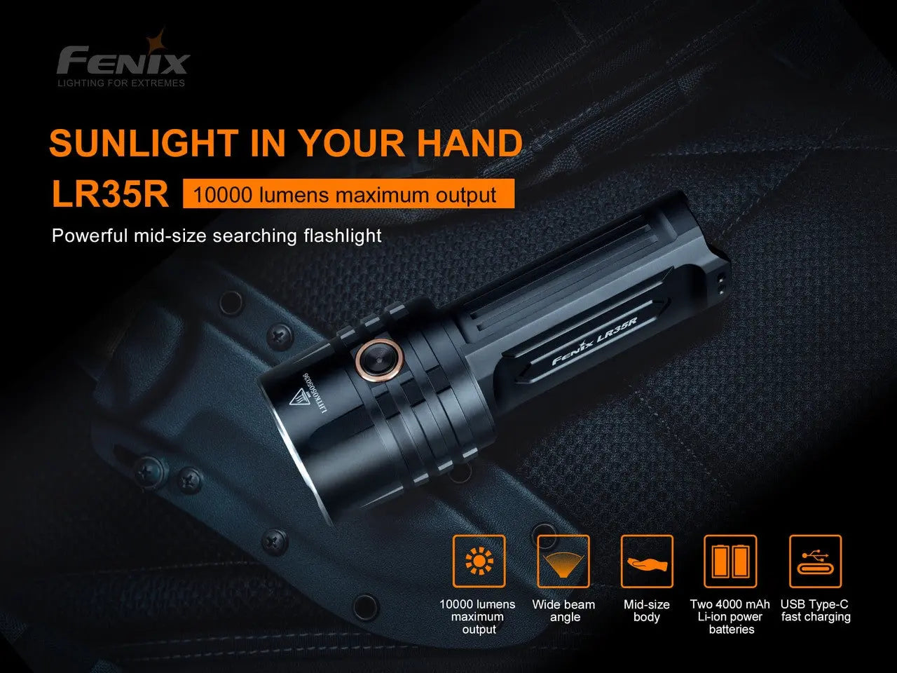 Fenix 10000 Lumen Rechargeable Flashlight - F FX-LR35R Fenix