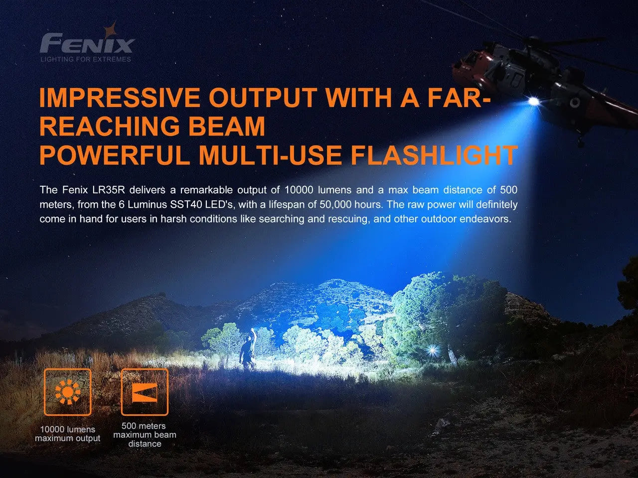 Fenix 10000 Lumen Rechargeable Flashlight - F FX-LR35R Fenix