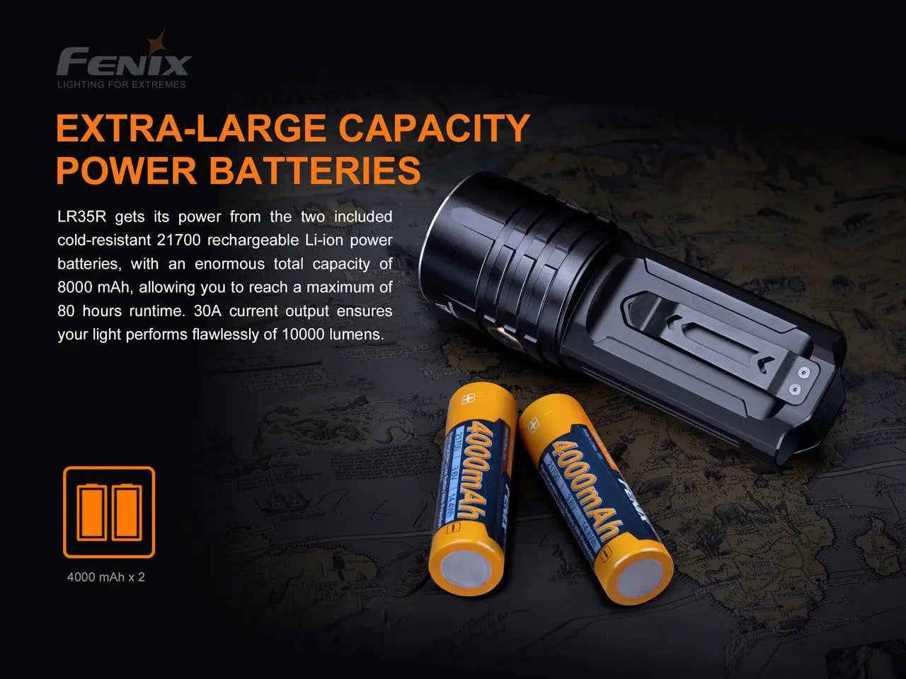Fenix 10000 Lumen Rechargeable Flashlight - F FX-LR35R Fenix