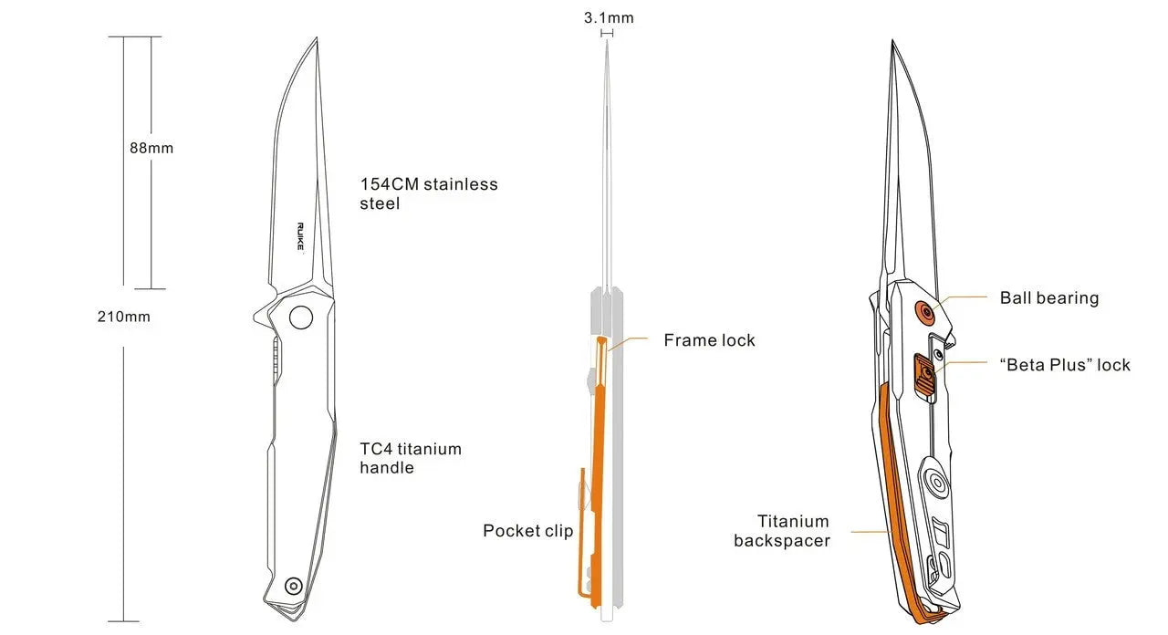 Fenix Ruike Folding Knife with Titanium Handle - F RK-M108TZ Fenix