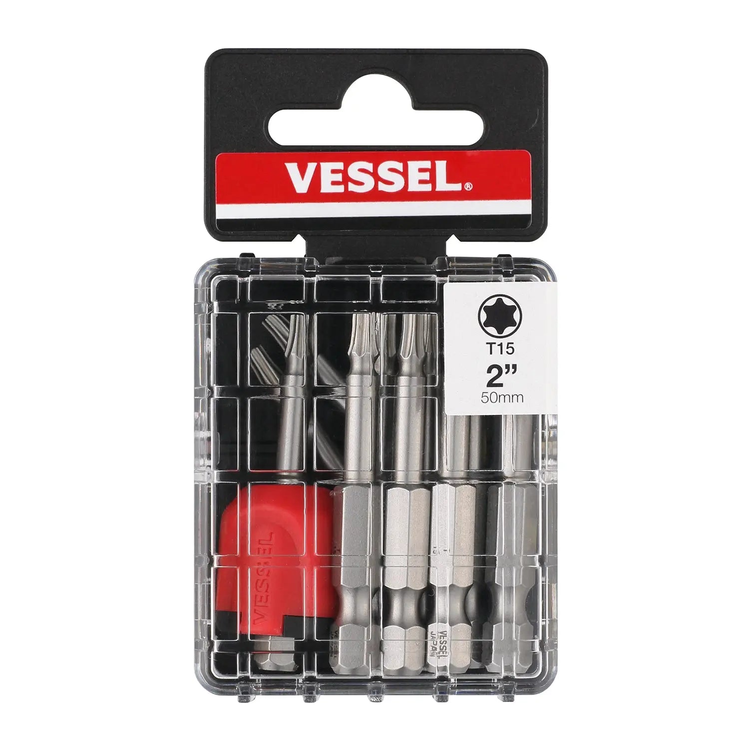Vessel Tools Set of 10 Neck Torsion Power Bit with Magnetic Enhancer, T15 x 50mm - VL MGETX1550P10T Vessel Tools