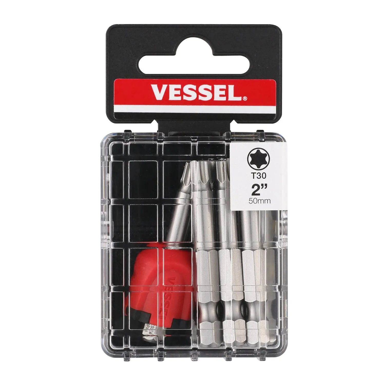 Vessel Tools Set of 10 Neck Torsion Power Bit with Magnetic Enhancer, T30 x 50mm - VL MGETX3050P10T Vessel Tools
