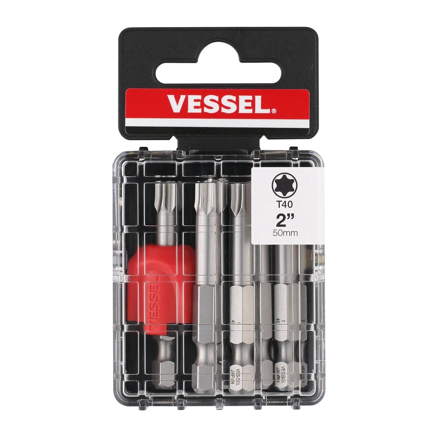 Vessel Tools Set of 10 Neck Torsion Power Bit with Magnetic Enhancer, T40 x 50mm - VL MGETX4050P10T Vessel Tools