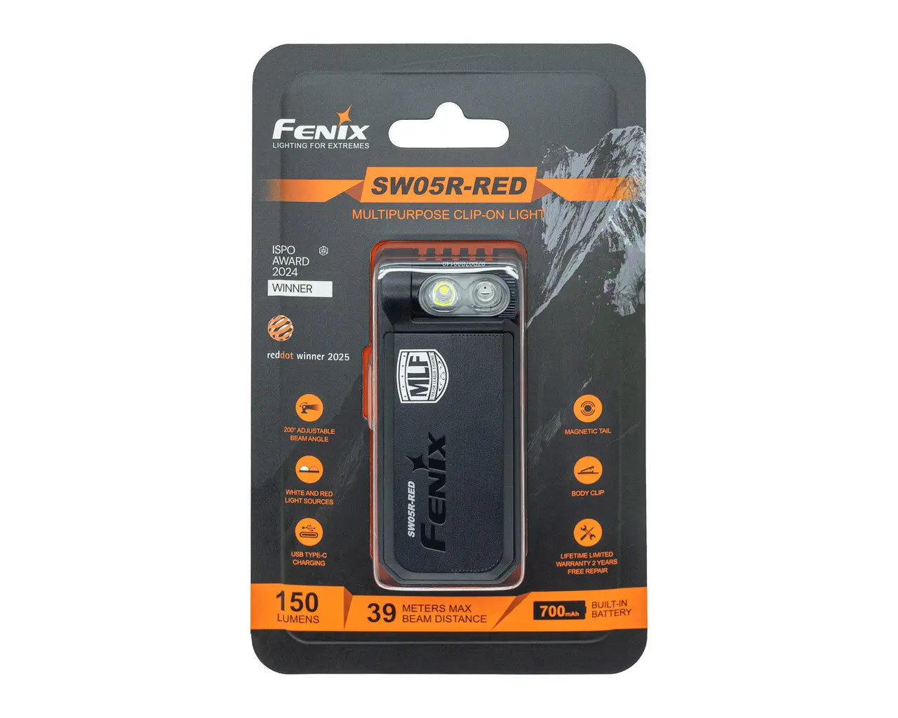 Fenix SW05R-RED Flashlight With MLF Logo - F FX-SW05RRed-Black-MLF