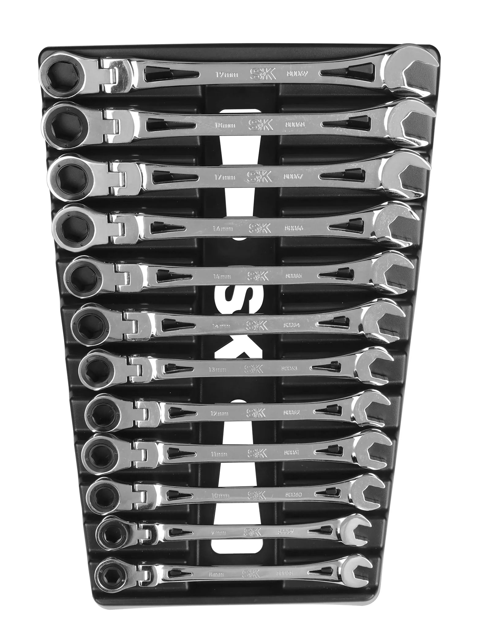 SK Tools 12 Piece Flex-Head X-Frame® Metric Ratcheting Wrench Set - SK 80070