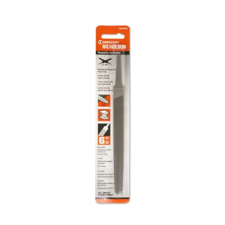 NICHOLSON Flat Double Cut Smooth File, 6 in - GW 03534NN NICHOLSON