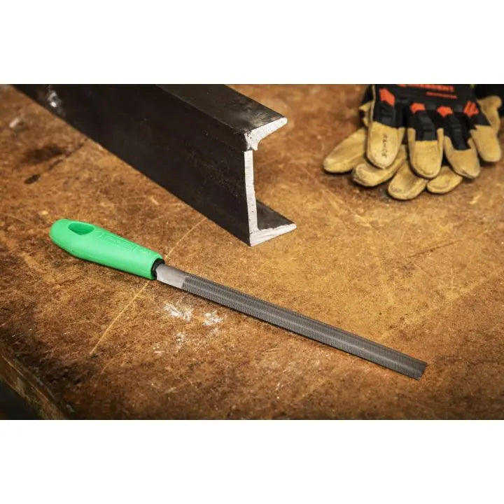 NICHOLSON Half Round Double Cut Bastard File with Green Handle, 8 in - GW 21745N NICHOLSON