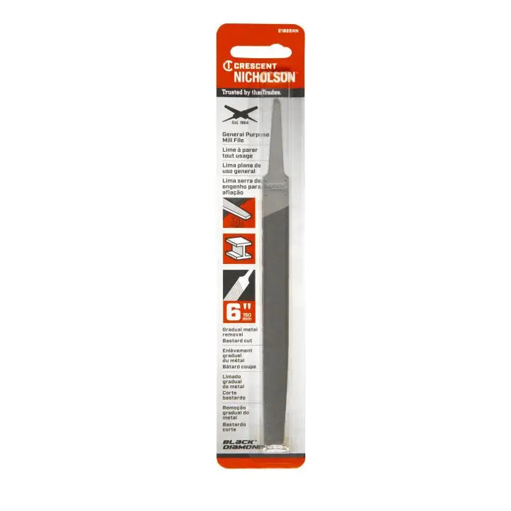NICHOLSON Mill Single Cut Bastard File, 6 in - GW 21825NN NICHOLSON
