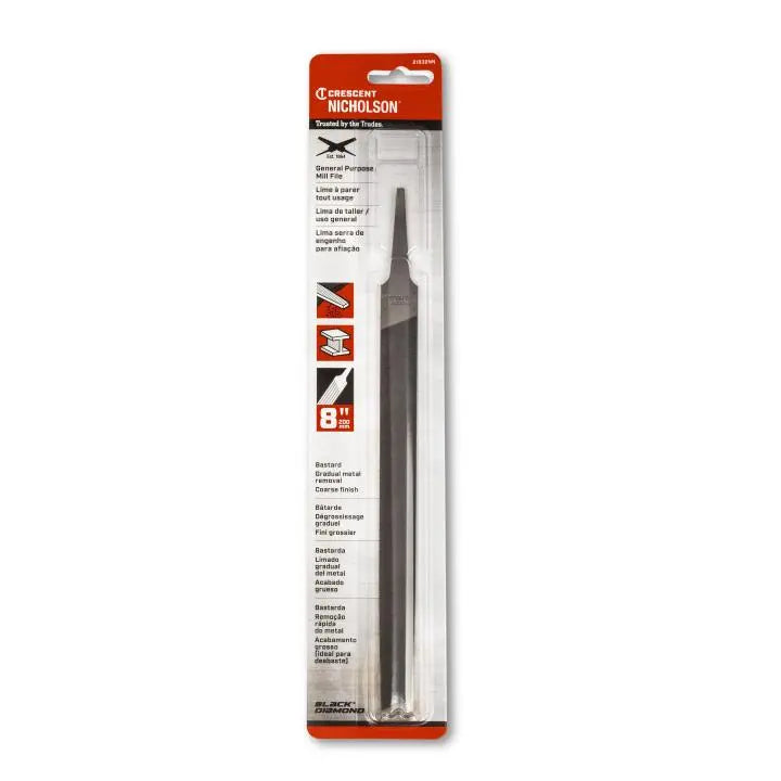 NICHOLSON Mill Single Cut Bastard File, 8 in - GW 21832NN NICHOLSON