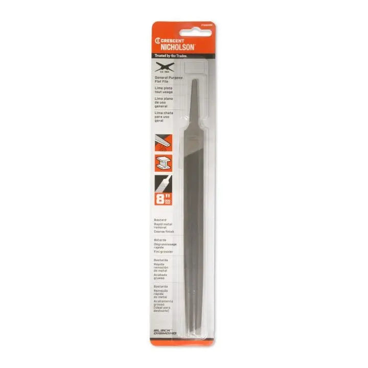 NICHOLSON Flat Double Cut Bastard File, 8 in - GW 21862NN NICHOLSON