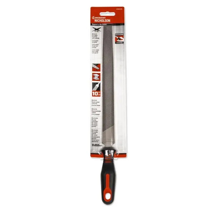 NICHOLSON Flat Double Cut Bastard File with Ergonomic Handle, 10 in - GW 21868HNN NICHOLSON