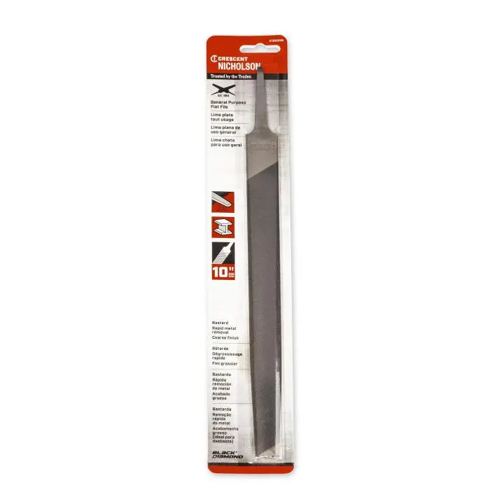 NICHOLSON Flat Double Cut Bastard File, 10 in - GW 21868NN NICHOLSON