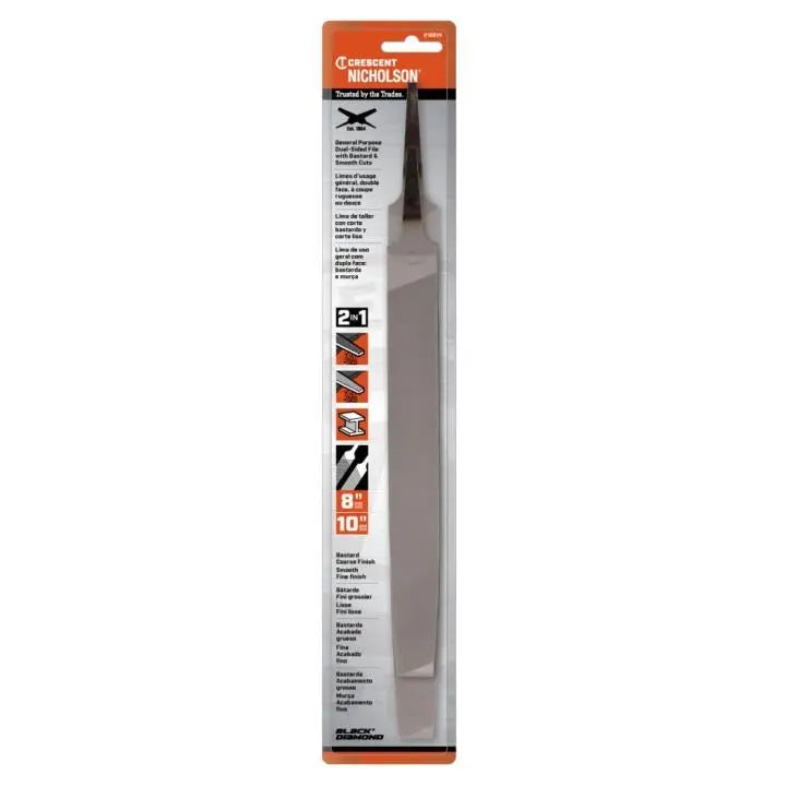 NICHOLSON Set of 2 2-in-1 Bastard and Smooth Cut File, 8 in and 10 in - GW 21981N NICHOLSON
