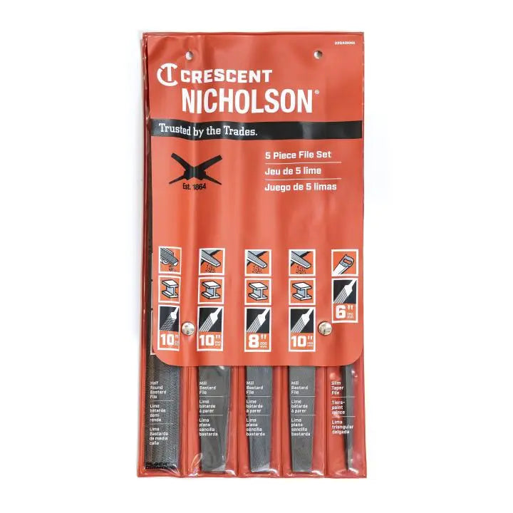 NICHOLSON Set of 5 General Purpose File, 6 in, 8 in and 10 in - GW 22040NNN NICHOLSON