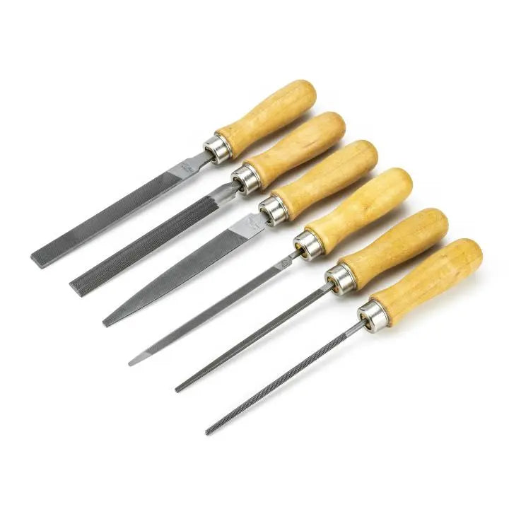 NICHOLSON Set of 6 Assorted American Pattern File with Wooden Handles, 4 in - GW 22062NNN NICHOLSON
