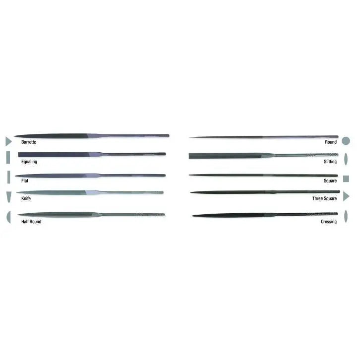 NICHOLSON Set of 12 Number 4 Cut Assortment File, 5-1/2 in - GW 37404 NICHOLSON