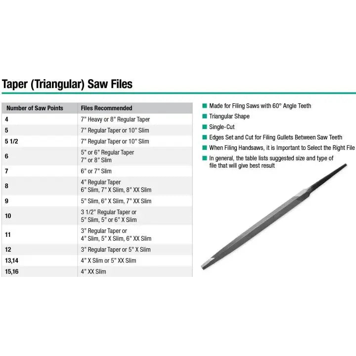NICHOLSON Triangle Single Cut Extra Slim Taper File, 4 in - GW 14547MN NICHOLSON