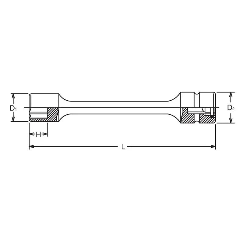 Ko-ken Tools 17mm 3/8 Sq. Dr. 6 point Sleeve Drive Extension Socket, 100mm Long Ko-ken Tools