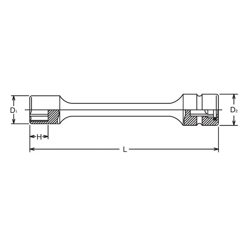 Ko-ken Tools 6mm 3/8 Sq. Dr. 6 point Sleeve Drive Extension Socket, 100mm Long Ko-ken Tools