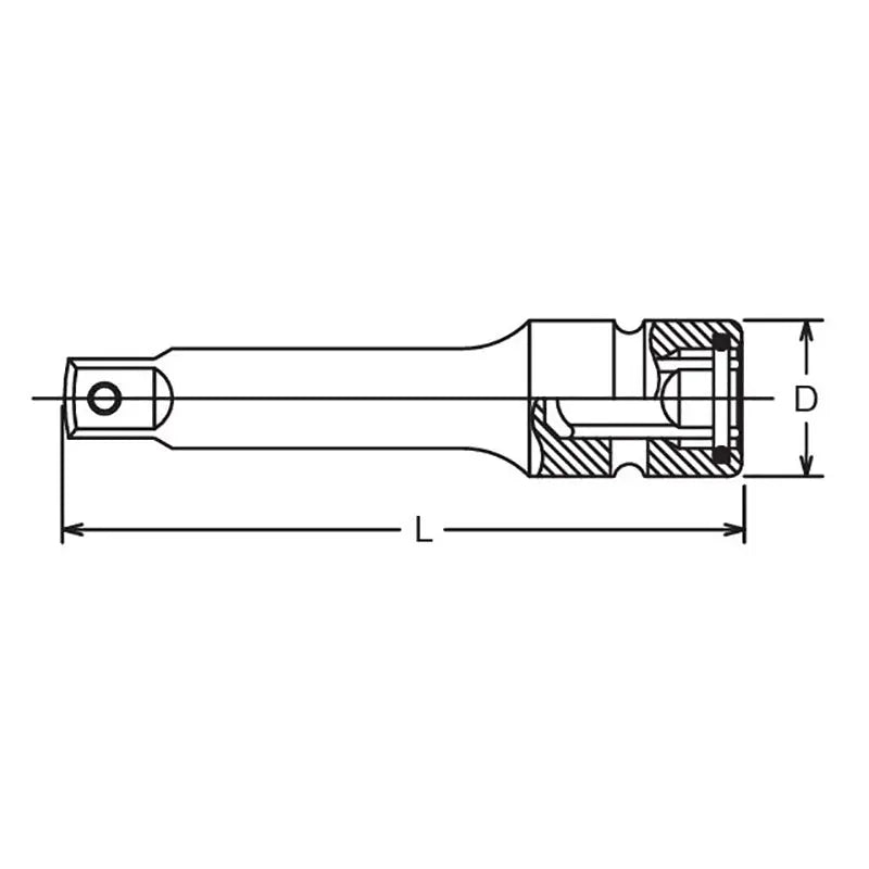 Ko-ken Tools 3/8 Sq. Dr. Impact Sleeve Drive Extension Bar - Pin Type - 150mm Long Ko-ken Tools