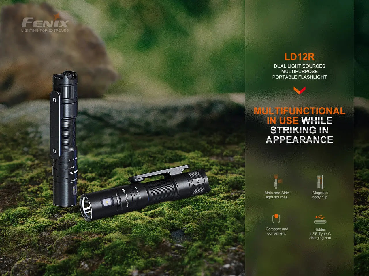 Fenix Dual Light Sources Multipurpose EDC Flashlight - F FX-LD12R Fenix