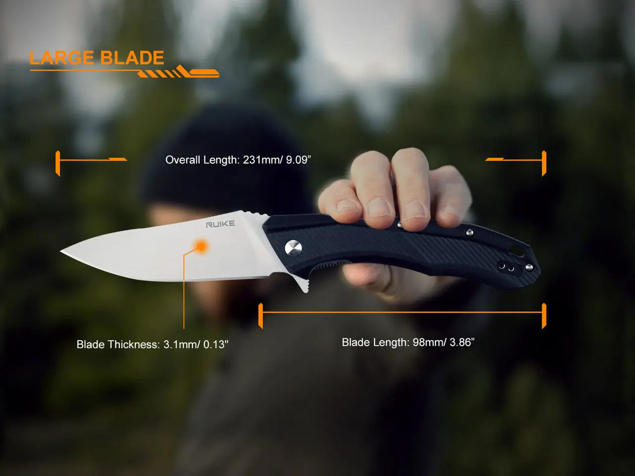 Fenix Ruike Black Lightweight Folding Knife - F RK-D198-PB Fenix
