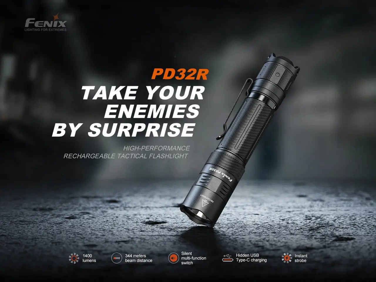Fenix 1400 Lumen Silent Switch Rechargeable LED Flashlight - F FX-PD32R Fenix
