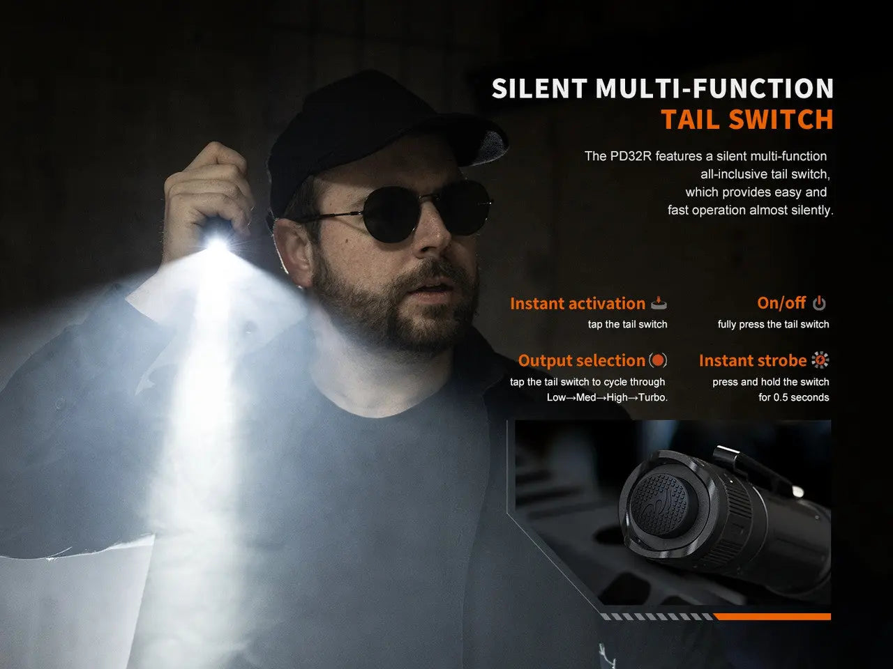 Fenix 1400 Lumen Silent Switch Rechargeable LED Flashlight - F FX-PD32R Fenix