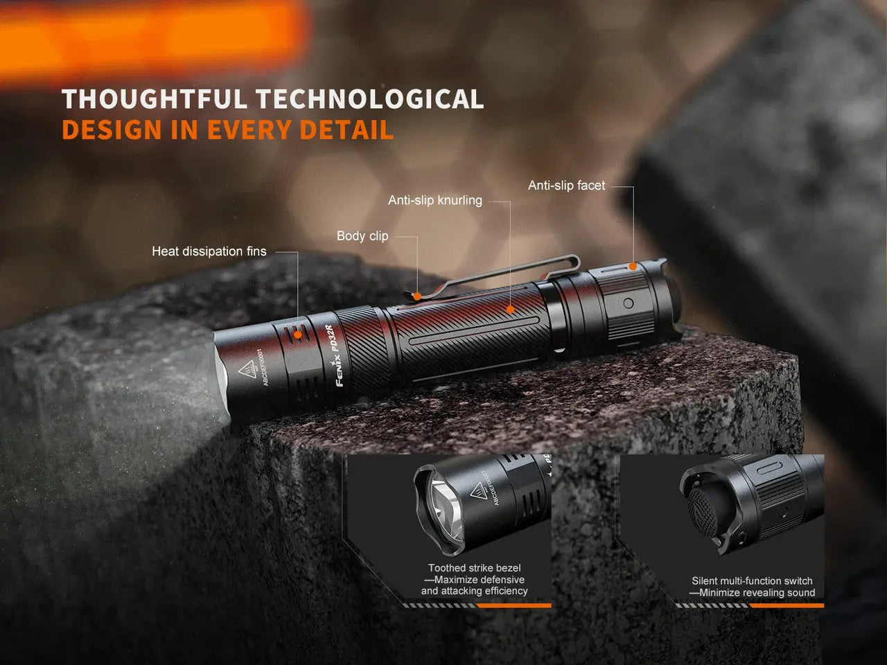 Fenix 1400 Lumen Silent Switch Rechargeable LED Flashlight - F FX-PD32R Fenix