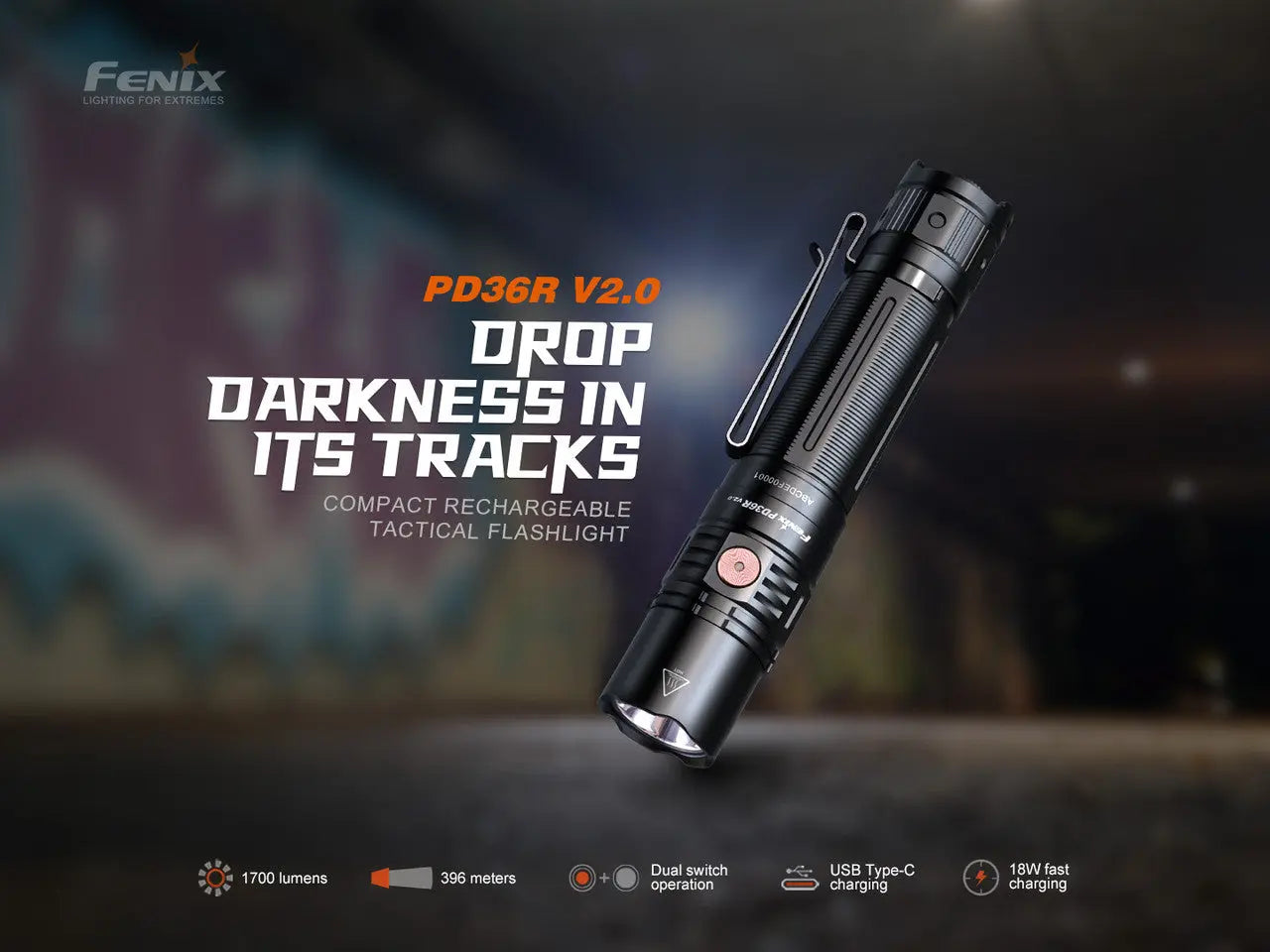 Fenix 1700 Lumen Rechargeable Flashlight - F FX-PD36Rv2 Fenix