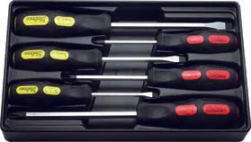 Ko-ken Tools Phillips and Flat Head Blade Through Type Screwdriver Set, PH1-2-3/SL5-6-8 in ABS Plastic Tray - 6 pieces Ko-ken Tools
