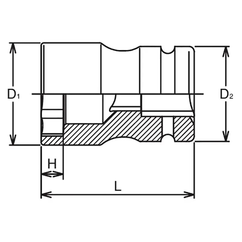 Ko-ken Tools 3/4 Sq. Dr. Rear Wheel Nut Socket 38 x 20mm Hex x Square 75mm Color coded Ko-ken Tools