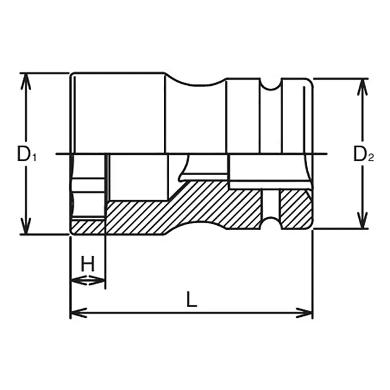 Ko-ken Tools 1 Sq. Dr. Rear Wheel Nut Socket 41 x 19mm Hex x Square 87mm Color coded Ko-ken Tools