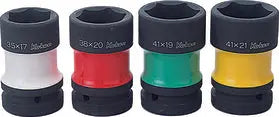Ko-ken Tools 1 Sq. Dr. Rear Wheel Nut Socket Set Hex x Square Color coded 4 pieces Ko-ken Tools