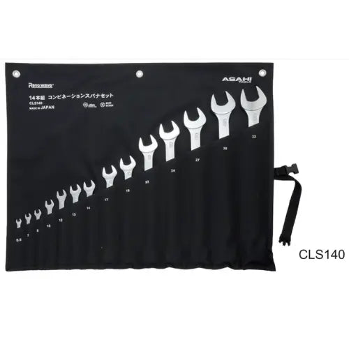 ASAHI REVOWAVE® Combination Wrench Set in Tool Roll, Metric, 14 Piece Set 5.5-32 - CLS140 Asahi