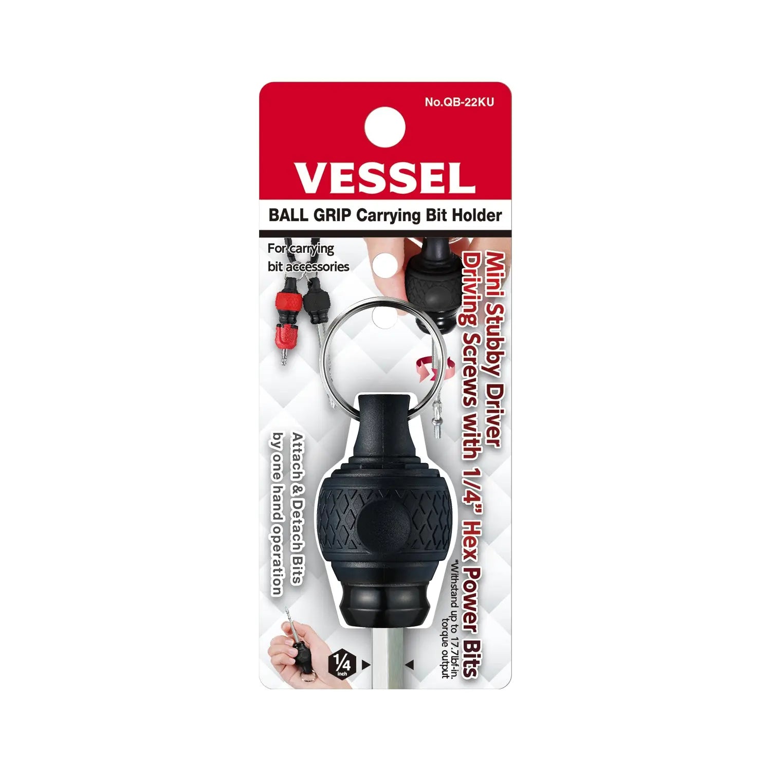 Vessel Tools Ball Grip Carrying Black Bit Holder - VL QB22KU Vessel Tools