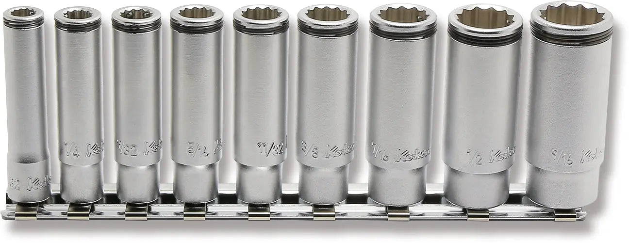 Ko-ken Tools 1/4" Sq. Drive 12-Point SAE Deep Nut Grip 9 Piece Ko-ken Tools