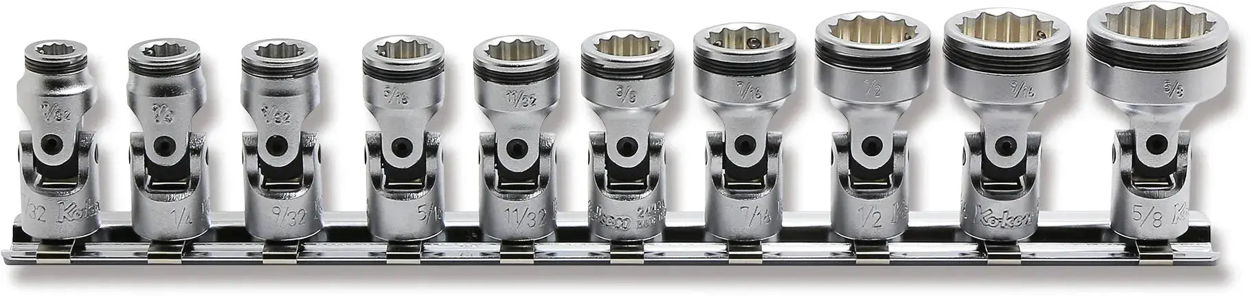 Ko-ken Tools Set of 10 1/4 in Square Drive 12-Point SAE NUT GRIP Universal Socket - RS2446A/10