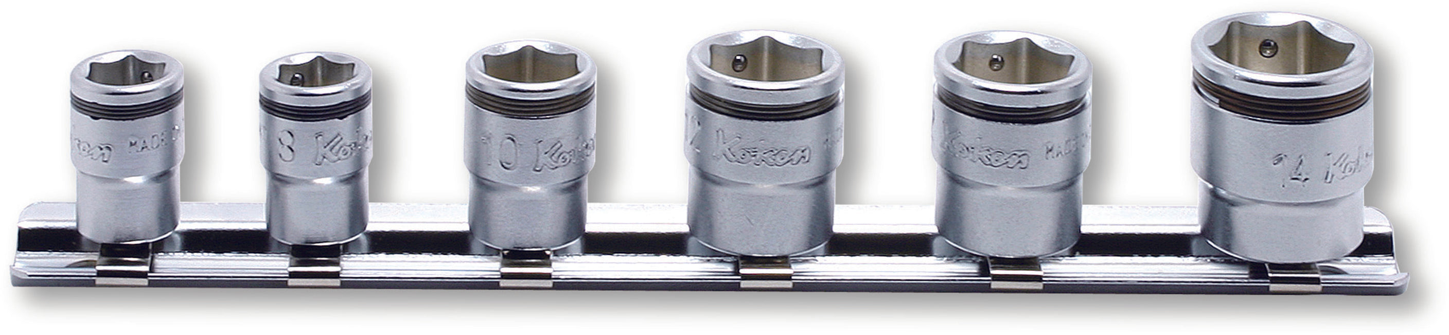 Ko-ken Tools 1/4 Sq. Dr. Short NUT GRIP® Socket Set, 7-14mm - 6 pieces