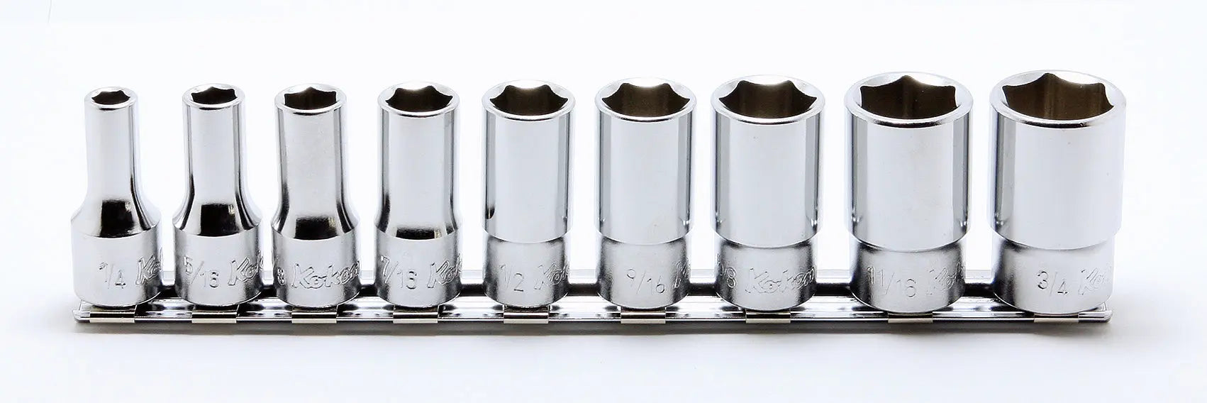 Ko-ken Tools 9 Piece 3/8 Sq. Dr. 6-Point Semi-Deep Chrome SAE Socket set 1/4-3/4 Ko-ken Tools